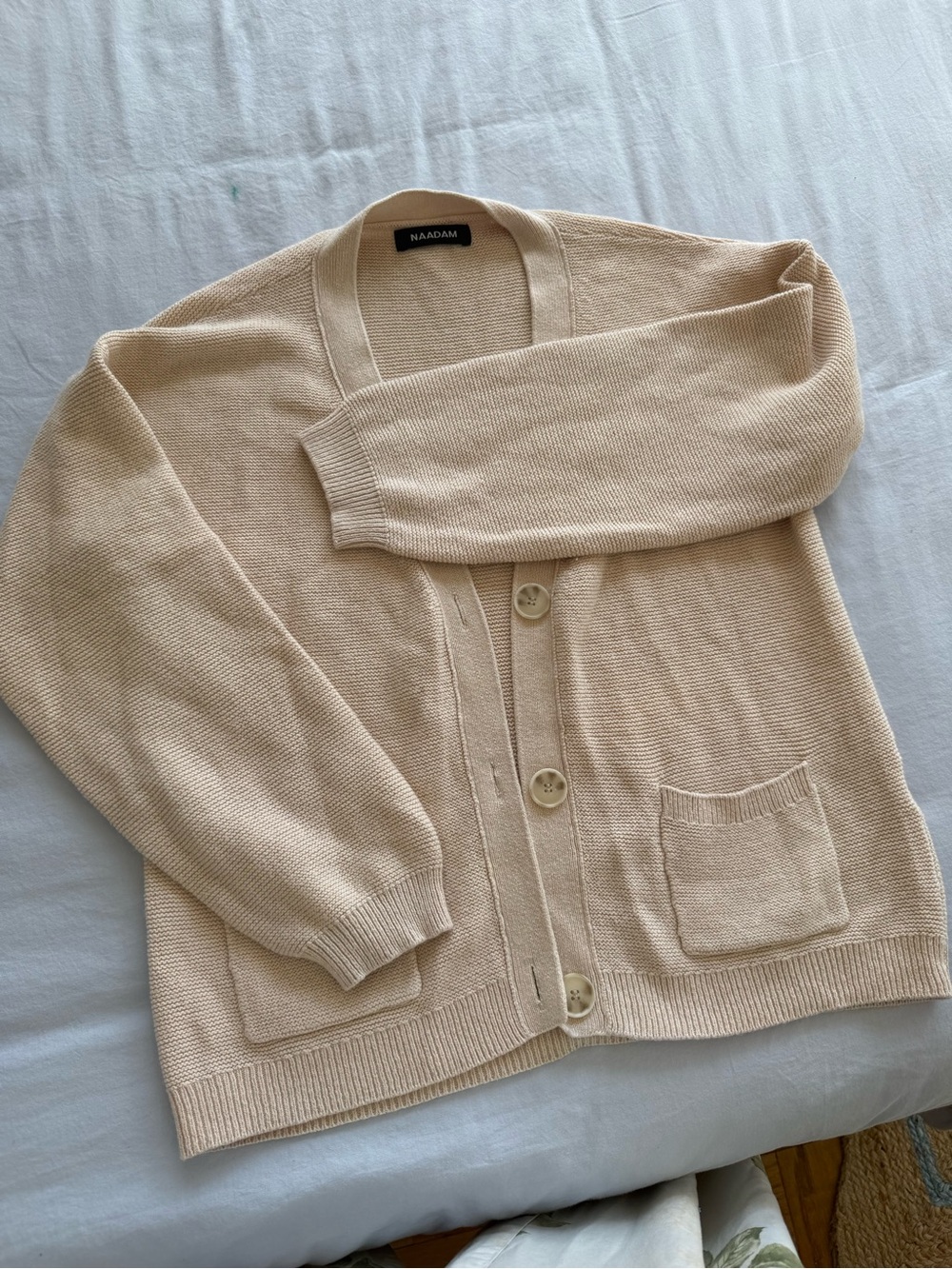 NAADAM Cream Knit Button-Front Cardigan